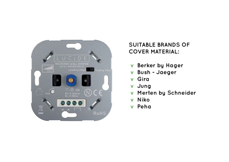 Lucide Zapustený stmievač - 300 W 230 V - Biely